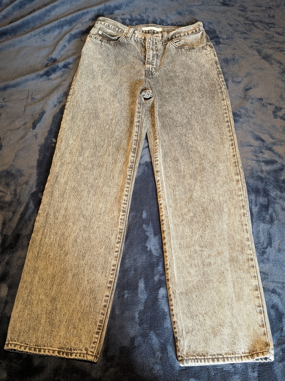 Levi’s Women’s Gray Denim Wide-Leg Jeans Mid Rise Acid Wash '94 Baggy Size 27
